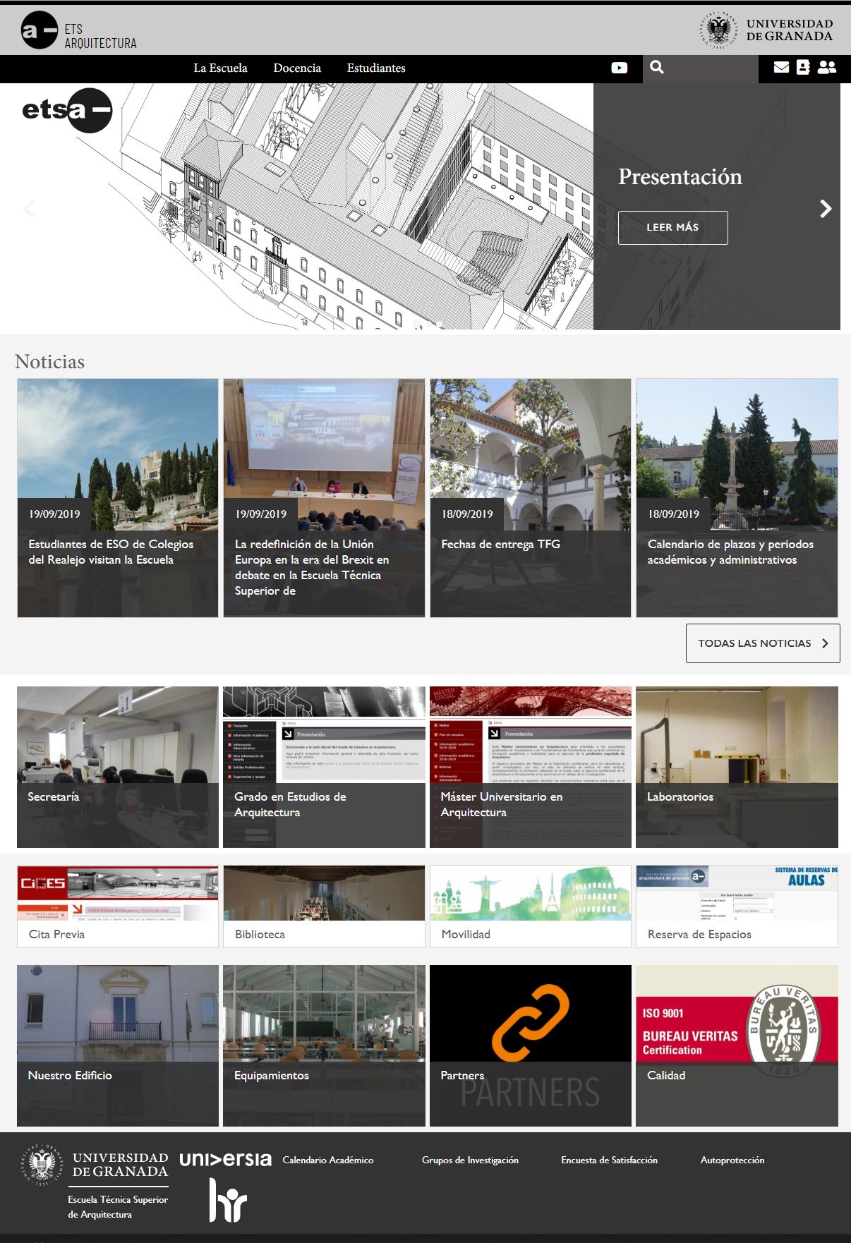 Página de inicio de la ets de arquitectura