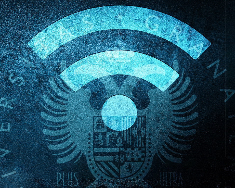 Composición con el símbolo de Wifi y el escudo de la UGR