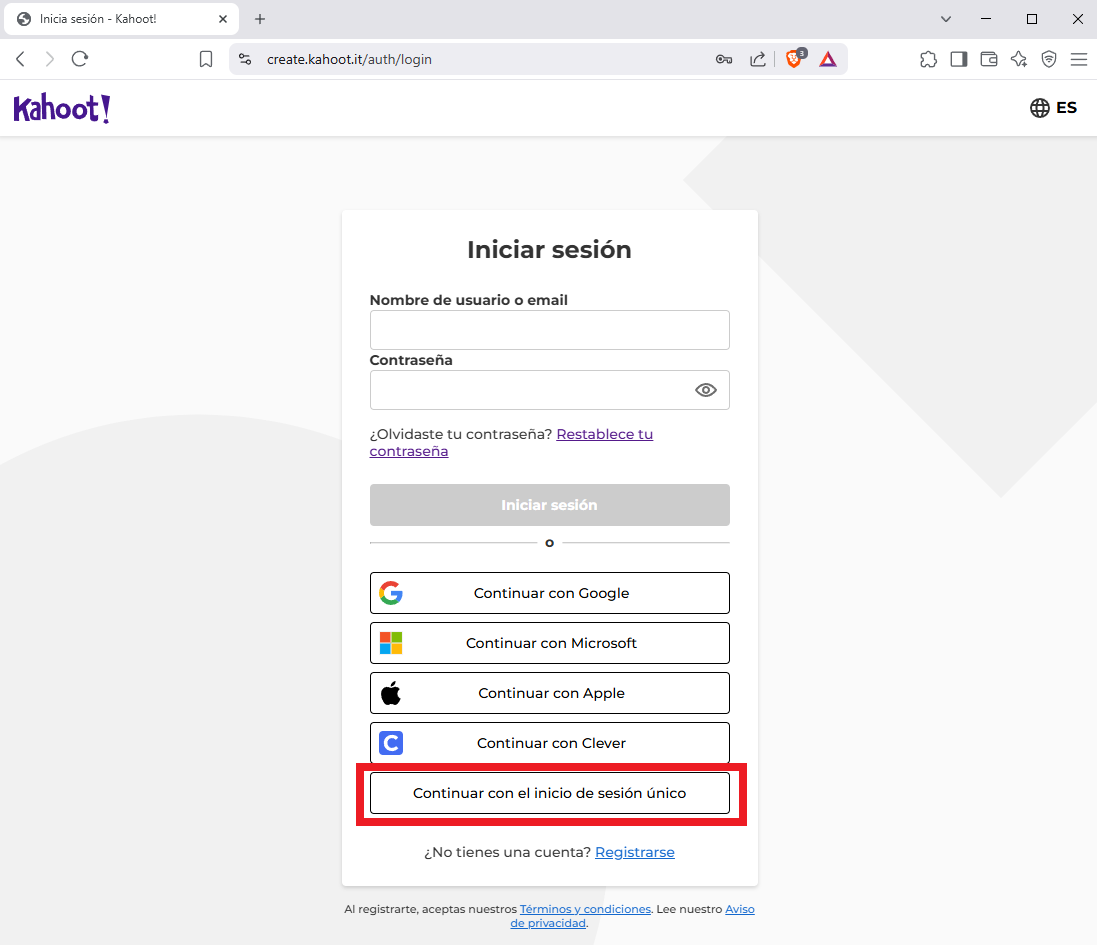 seleccion de identificación por SSO