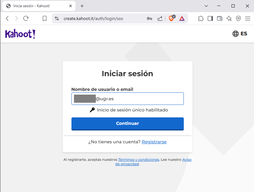 indicación de cuenta de correo electrónico