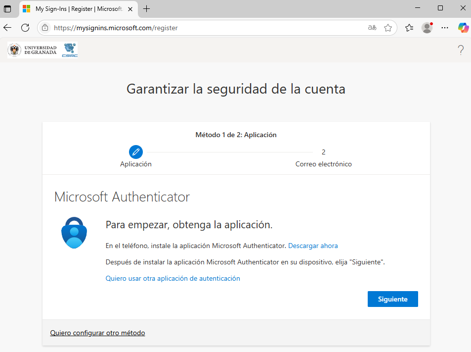 instalar la aplicación de autenticación en su telefono