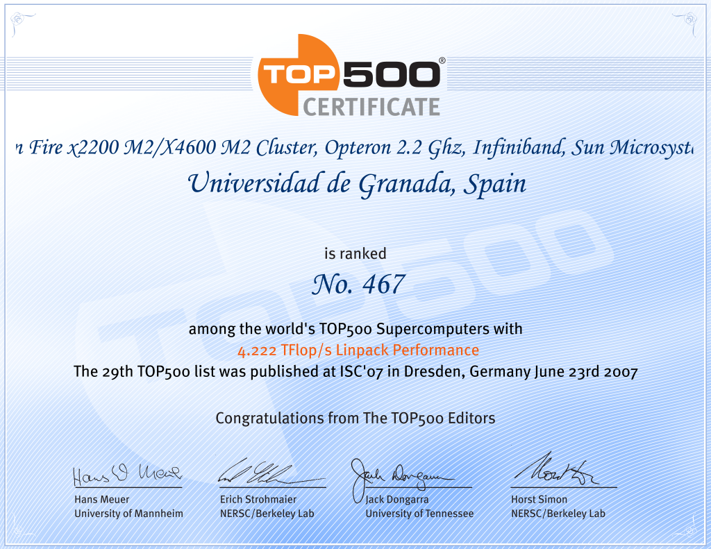 Diploma Top 500 UGR GRID