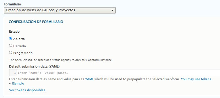 Imagen que muestra la inserción de un formulario
