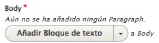 Imagen que muestra un boton para añadir un bloque de texto