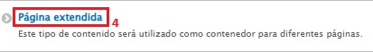 Imagen que muestra la opción para crear una página extendida