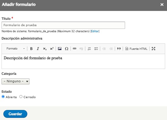 Creación de un formulario