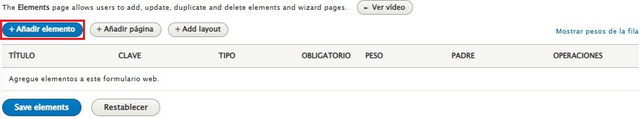 Botón de añadir elementos