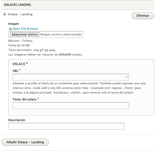 Ejemplo de bloque landing