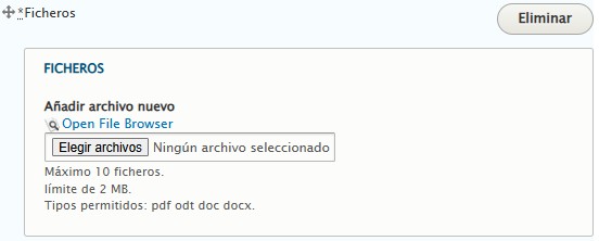 Formulario de ficheros