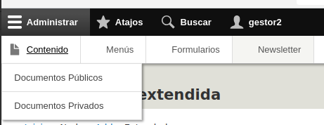 Acceso a la página de gestión de contenidos