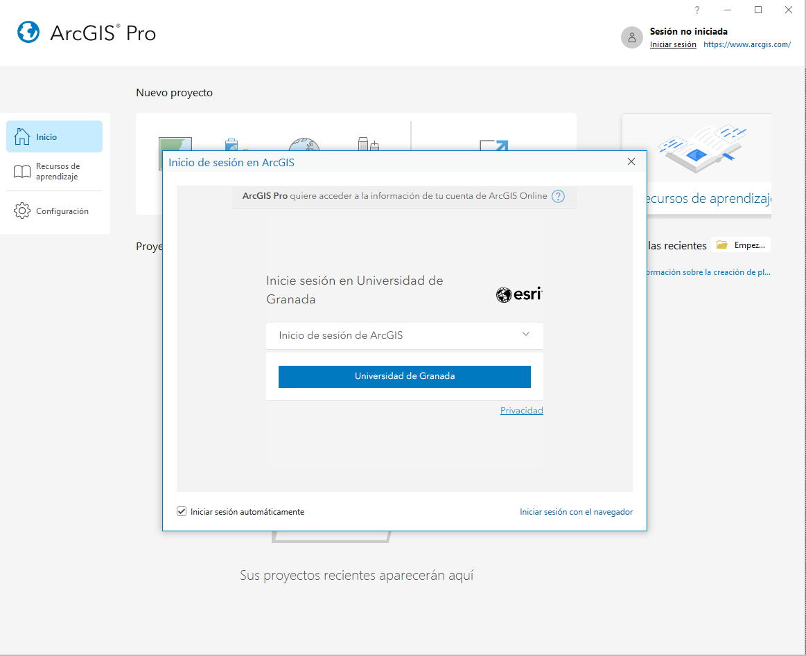 pantalla inicial arcgis para sso