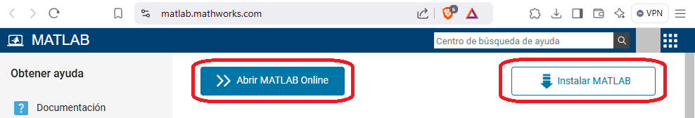 Enlaces para descarga y uso de matlab