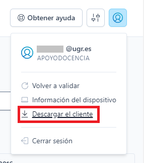 menu para volver a descargar el software