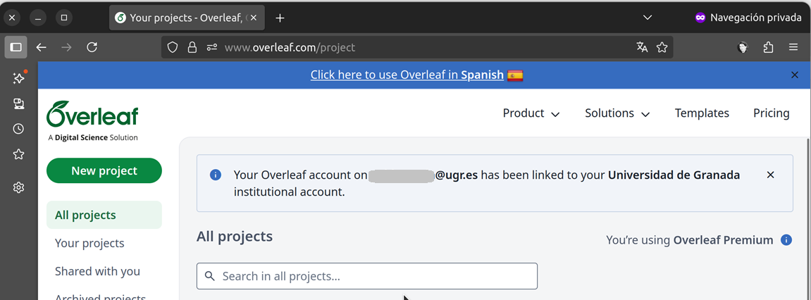 cuenta creada overleaf