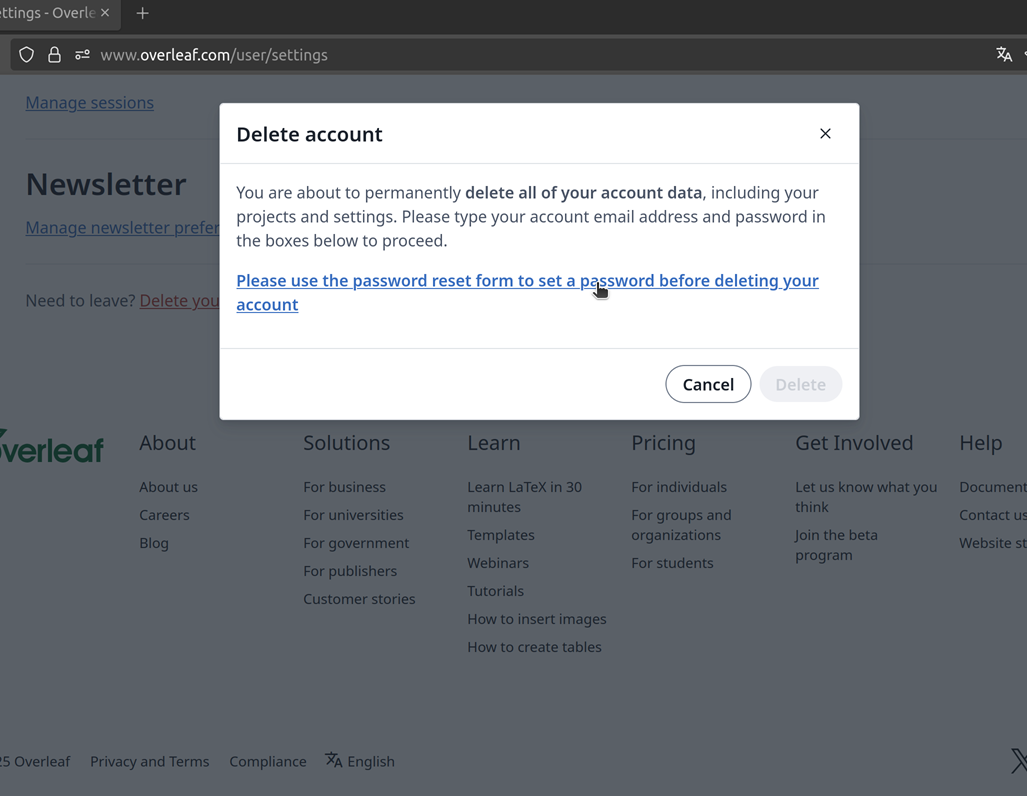 crear password overleaft