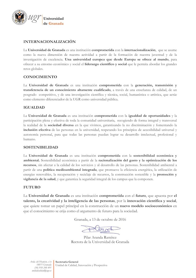 texto con los términos internacionalización, conocimiento, igualdad, sostenibilidad, futuro