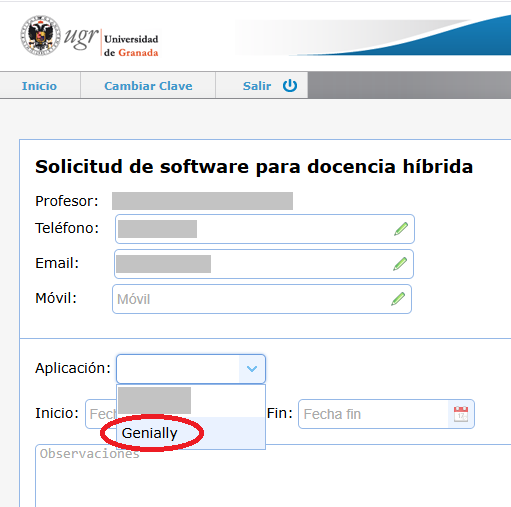 solicitud de docencia híbrida Genially