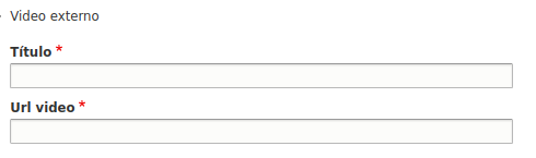 Formulario para la inserción de un video externo