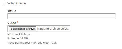 Formulario para la inserción de un video interno