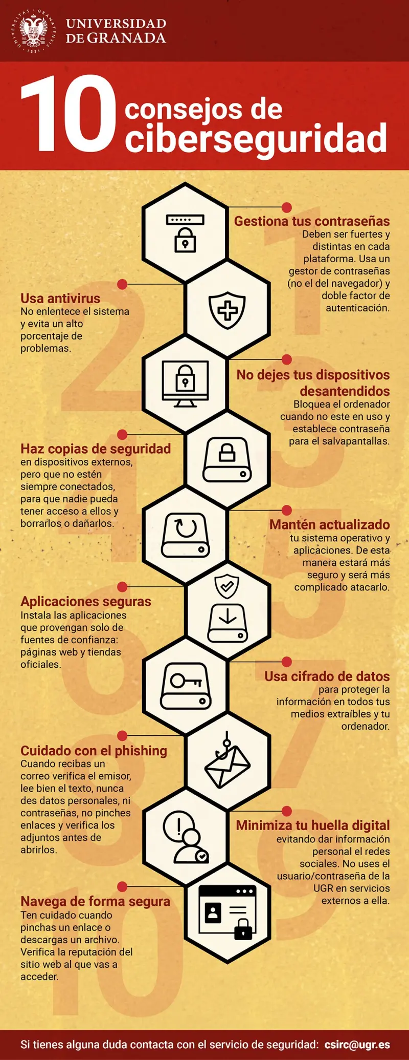 Infografía Decálogo CIberseguridad Imagen de infografía con el decálogo de ciberseguridad completo